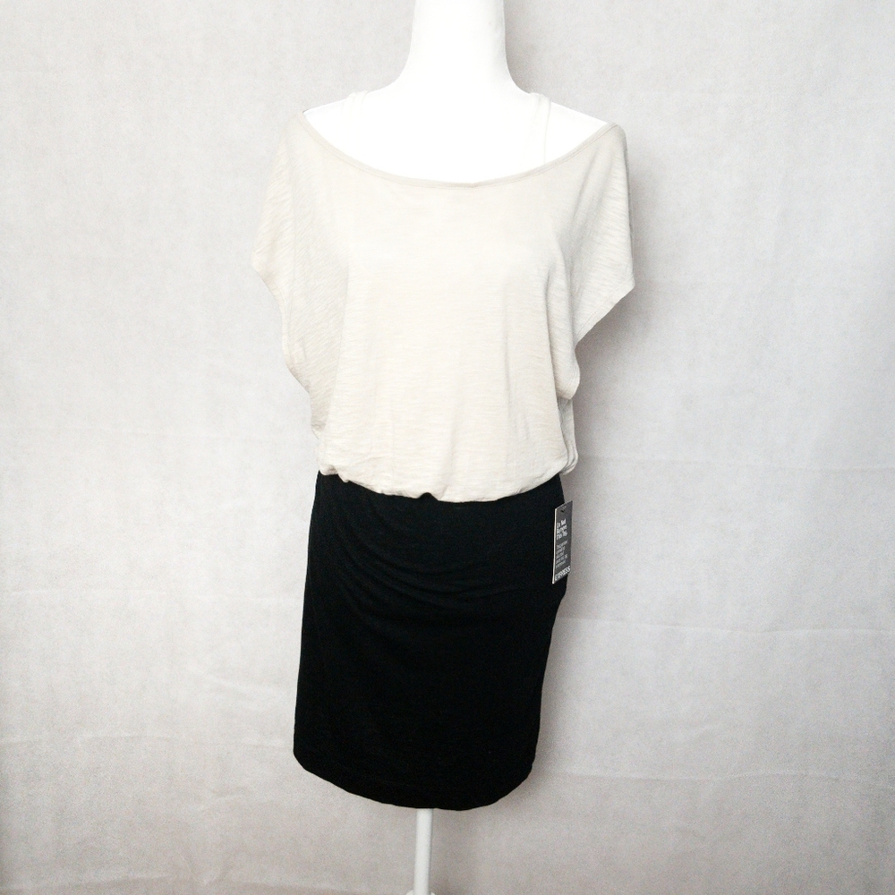 Express Beige/White/Black Dress